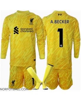 Billige Fotballdrakt Liverpool Alisson Becker #1 Keeper Replika Tredjedraktsett Barn 2024-25 Langermet (med bukser)
